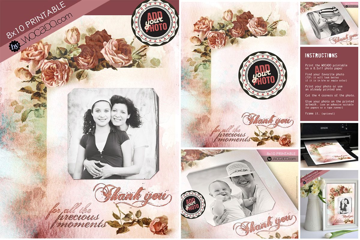 Mothers Day Vintage Personalized 8x10 Printable by WOCADO