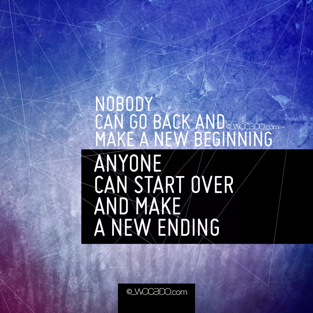 Nobody can go back and make a new beginning by WOCADO