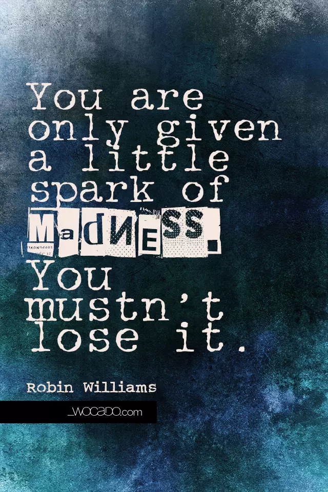 You are only given a little spark of Madness - Robin Williams Quote by WOCADO