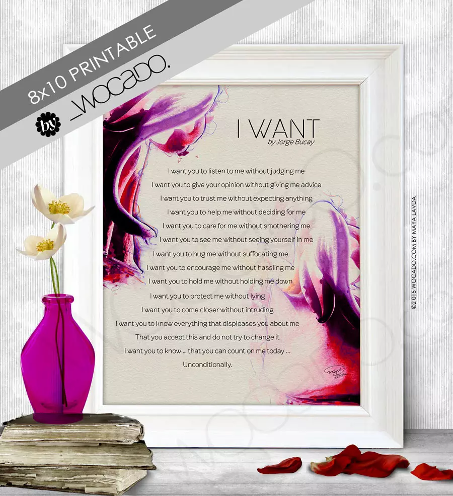 I want - Jorge Bucay Printable Poster (8x10)